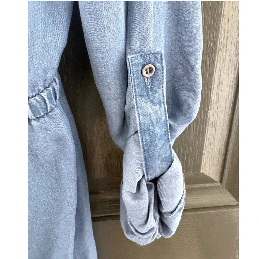 NWT 100% Tencel Love Tree Denim Shirt Dress Medium Light Blue Cowgirl Chic